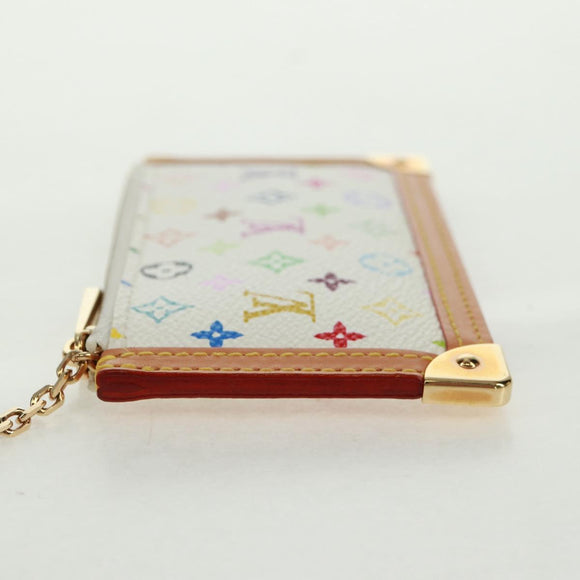 LOUIS VUITTON Multicolor Pochette Cles Coin Purse White M92655 Auth BA10525SAV