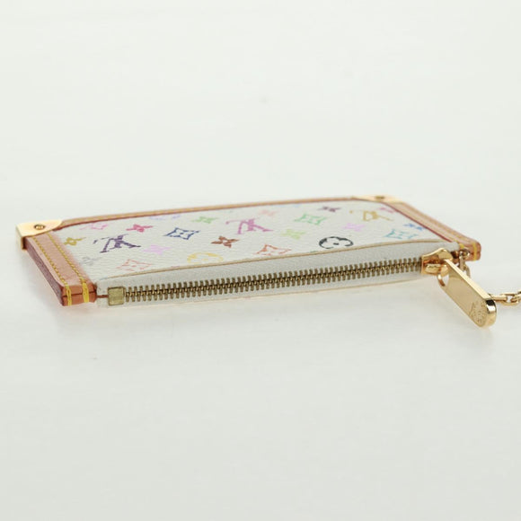 LOUIS VUITTON Multicolor Pochette Cles Coin Purse White M92655 Auth BA10525SAV