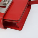 Salvatore Ferragamo Gancini Shoulder Bag Leather Red Silver Auth BA10529-10