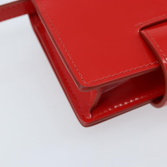 Salvatore Ferragamo Gancini Shoulder Bag Leather Red Silver Auth BA10529