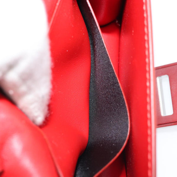 Salvatore Ferragamo Gancini Shoulder Bag Leather Red Silver Auth BA10529