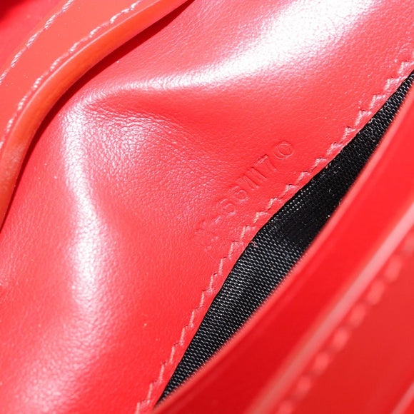 Salvatore Ferragamo Gancini Shoulder Bag Leather Red Silver Auth BA10529