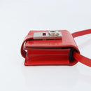 Salvatore Ferragamo Gancini Shoulder Bag Leather Red Silver Auth BA10529-4