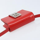 Salvatore Ferragamo Gancini Shoulder Bag Leather Red Silver Auth BA10529-6