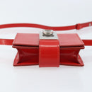 Salvatore Ferragamo Gancini Shoulder Bag Leather Red Silver Auth BA10529-9