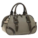 BURBERRY Nova Check Hand Bag Nylon Gray Silver Auth BA1053-1