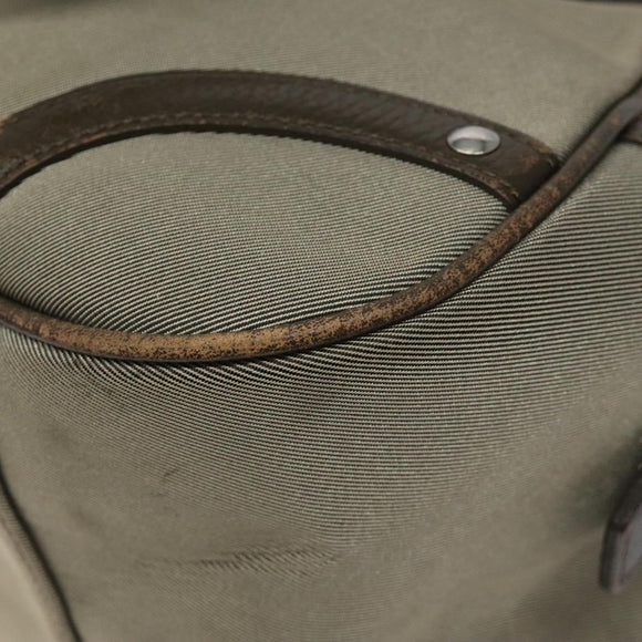 BURBERRY Nova Check Hand Bag Nylon Gray Silver Auth BA1053