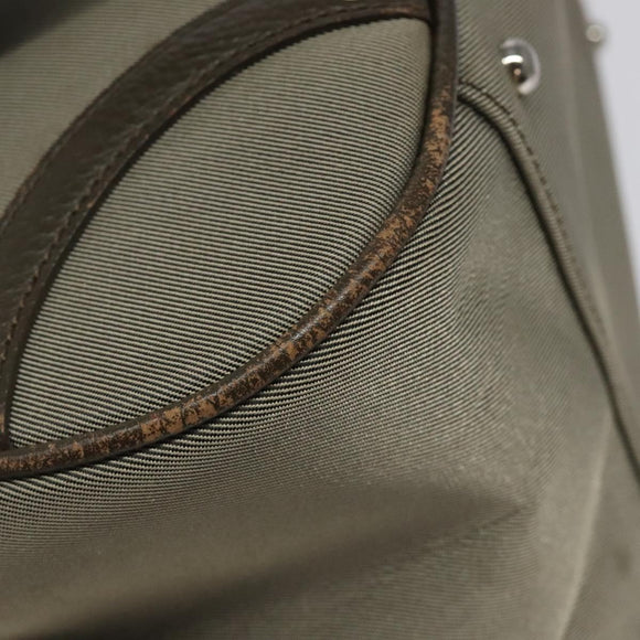 BURBERRY Nova Check Hand Bag Nylon Gray Silver Auth BA1053