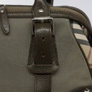 BURBERRY Nova Check Hand Bag Nylon Gray Silver Auth BA1053-15