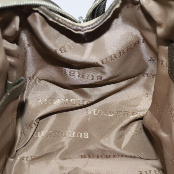 BURBERRY Nova Check Hand Bag Nylon Gray Silver Auth BA1053