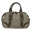 BURBERRY Nova Check Hand Bag Nylon Gray Silver Auth BA1053-2