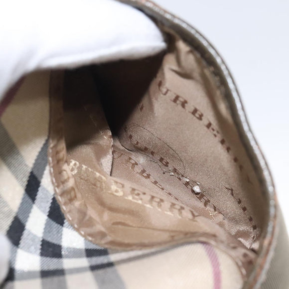 BURBERRY Nova Check Hand Bag Nylon Gray Silver Auth BA1053