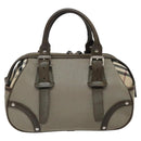 BURBERRY Nova Check Hand Bag Nylon Gray Silver Auth BA1053-3
