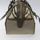 BURBERRY Nova Check Hand Bag Nylon Gray Silver Auth BA1053-4