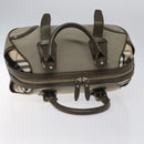 BURBERRY Nova Check Hand Bag Nylon Gray Silver Auth BA1053-6