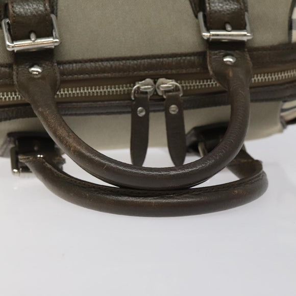 BURBERRY Nova Check Hand Bag Nylon Gray Silver Auth BA1053