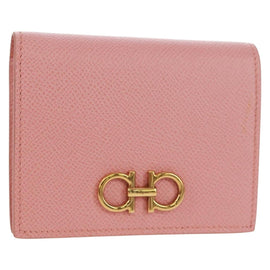Salvatore Ferragamo Gancini Bifold Wallet Leather Pink Gold Auth BA10531V