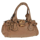 Chloe Paddington Hand Bag Leather Brown Gold Silver Auth BA10547SV-1