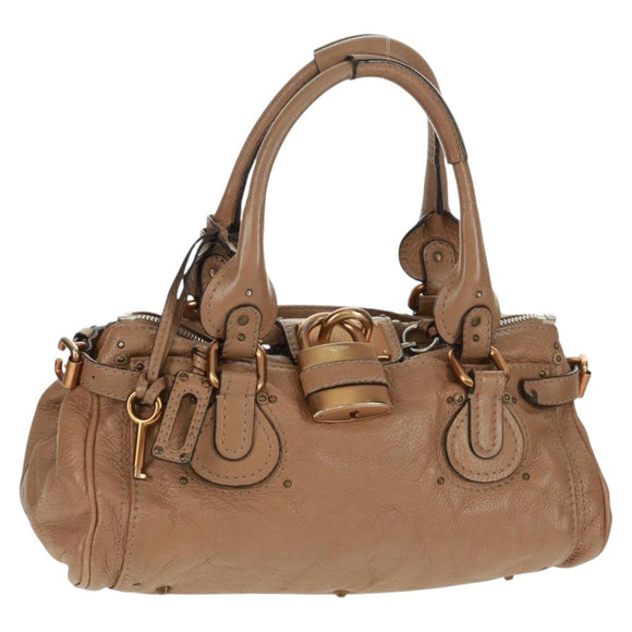 Chloe Paddington Hand Bag Leather Brown Gold Silver Auth BA10547SV