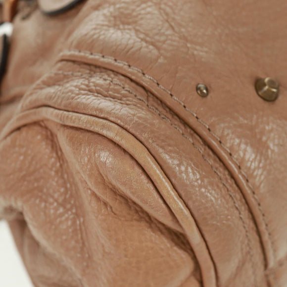 Chloe Paddington Hand Bag Leather Brown Gold Silver Auth BA10547SV