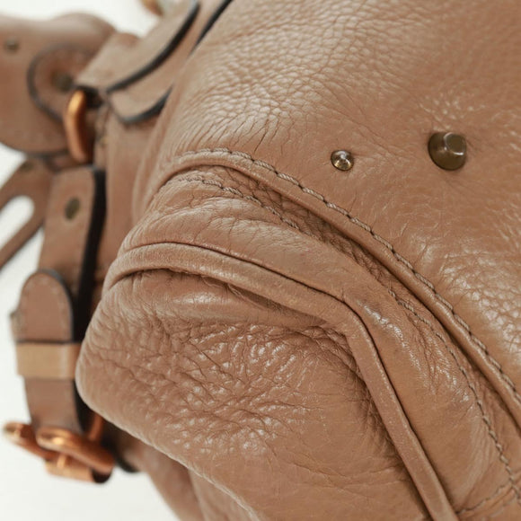 Chloe Paddington Hand Bag Leather Brown Gold Silver Auth BA10547SV