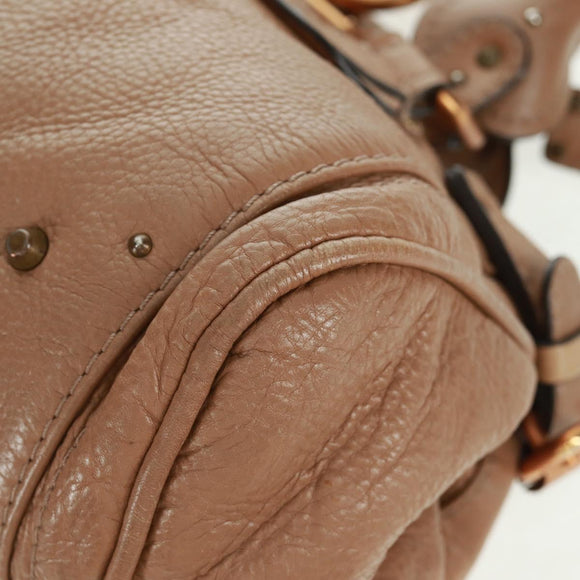 Chloe Paddington Hand Bag Leather Brown Gold Silver Auth BA10547SV