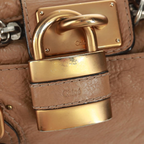 Chloe Paddington Hand Bag Leather Brown Gold Silver Auth BA10547SV