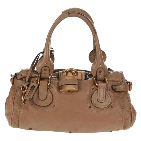 Chloe Paddington Hand Bag Leather Brown Gold Silver Auth BA10547SV