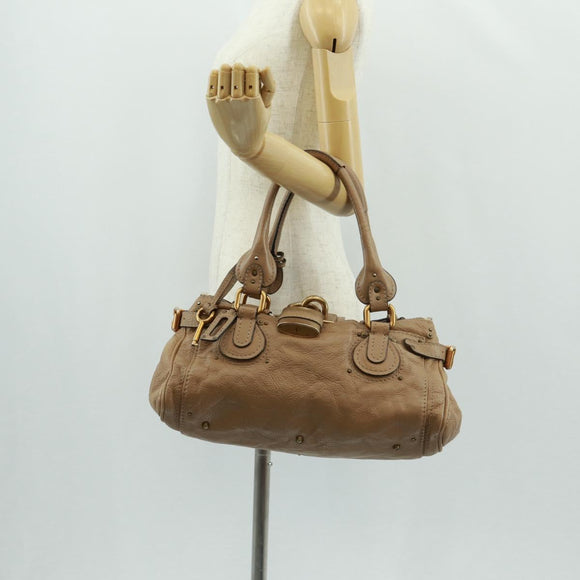 Chloe Paddington Hand Bag Leather Brown Gold Silver Auth BA10547SV