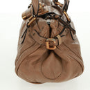 Chloe Paddington Hand Bag Leather Brown Gold Silver Auth BA10547SV-4