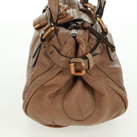 Chloe Paddington Hand Bag Leather Brown Gold Silver Auth BA10547SV