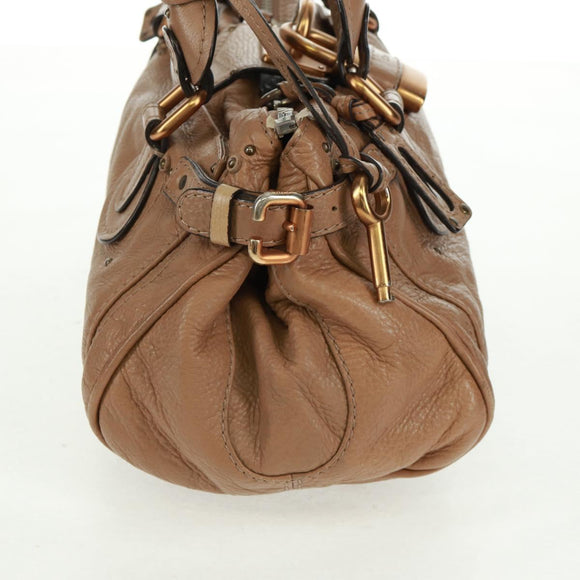 Chloe Paddington Hand Bag Leather Brown Gold Silver Auth BA10547SV
