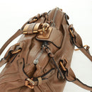Chloe Paddington Hand Bag Leather Brown Gold Silver Auth BA10547SV-6
