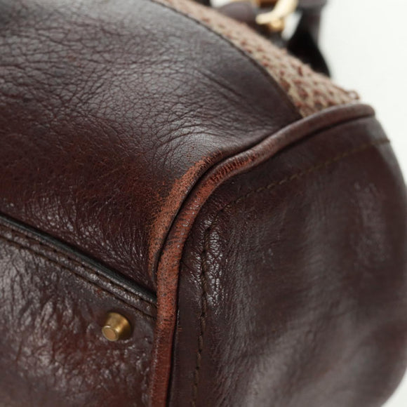 Chloe Paddington Hand Bag Canvas Leather Brown Gold Silver Auth BA10548SV