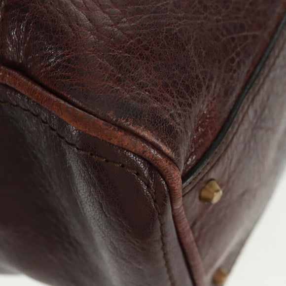 Chloe Paddington Hand Bag Canvas Leather Brown Gold Silver Auth BA10548SV