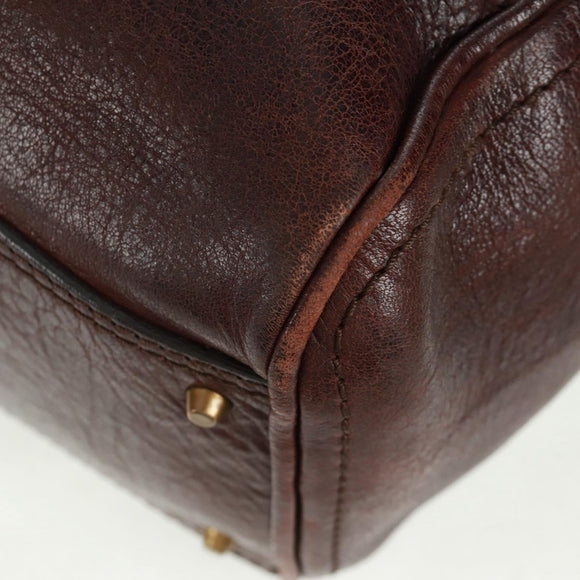 Chloe Paddington Hand Bag Canvas Leather Brown Gold Silver Auth BA10548SV