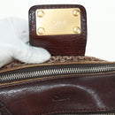 Chloe Paddington Hand Bag Canvas Leather Brown Gold Silver Auth BA10548SV-16