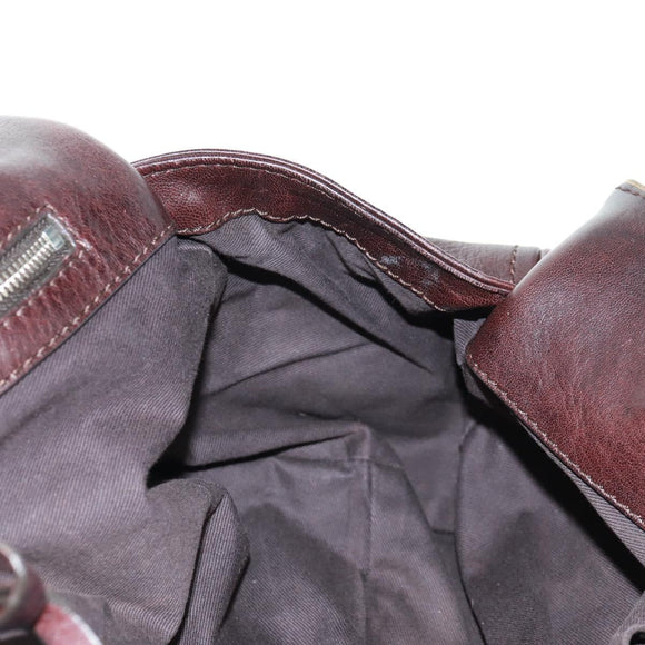 Chloe Paddington Hand Bag Canvas Leather Brown Gold Silver Auth BA10548SV