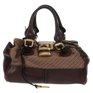 Chloe Paddington Hand Bag Canvas Leather Brown Gold Silver Auth BA10548SV - 0