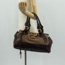 Chloe Paddington Hand Bag Canvas Leather Brown Gold Silver Auth BA10548SV-24