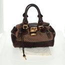 Chloe Paddington Hand Bag Canvas Leather Brown Gold Silver Auth BA10548SV-25