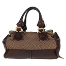 Chloe Paddington Hand Bag Canvas Leather Brown Gold Silver Auth BA10548SV-3