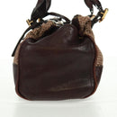 Chloe Paddington Hand Bag Canvas Leather Brown Gold Silver Auth BA10548SV-4
