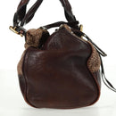 Chloe Paddington Hand Bag Canvas Leather Brown Gold Silver Auth BA10548SV-5