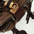 Chloe Paddington Hand Bag Canvas Leather Brown Gold Silver Auth BA10548SV-6