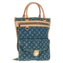 LOUIS VUITTON Monogram Denim Flat Shopper Tote Bag Blue M95018 Auth BA10551SAM-1