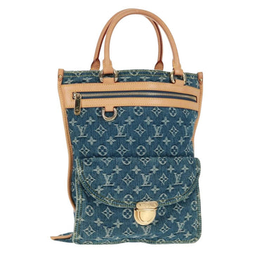 LOUIS VUITTON Monogram Denim Flat Shopper Tote Bag Blue M95018 Auth BA10551SAM
