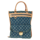 LOUIS VUITTON Monogram Denim Flat Shopper Tote Bag Blue M95018 Auth BA10551SAM-14