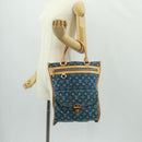 LOUIS VUITTON Monogram Denim Flat Shopper Tote Bag Blue M95018 Auth BA10551SAM-26