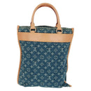 LOUIS VUITTON Monogram Denim Flat Shopper Tote Bag Blue M95018 Auth BA10551SAM-3